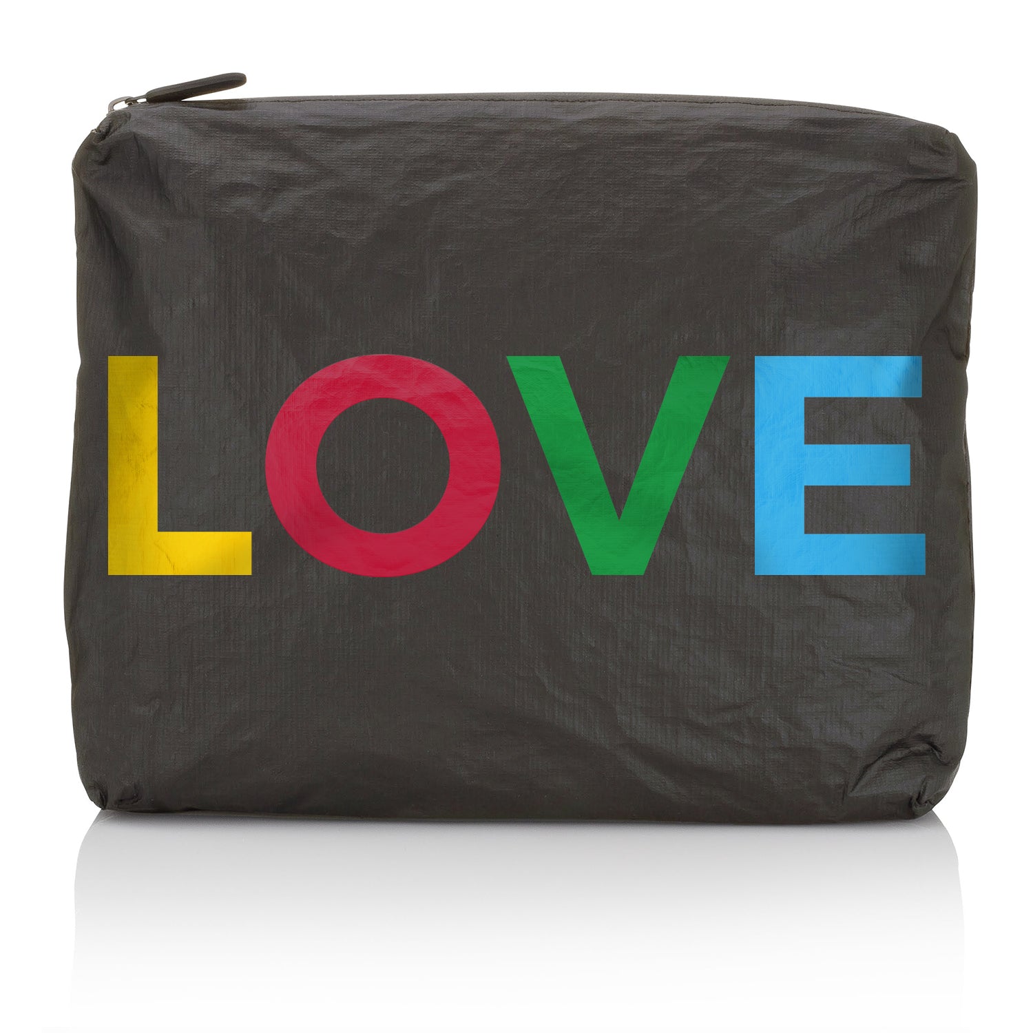 Medium Zipper Pack in Black with Rainbow "LOVE"
