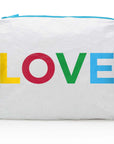 Medium Zipper Pack in White with Rainbow "LOVE"