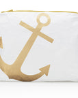nautical white zipper pack with gold anchor