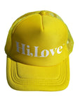 Travel Hat - Daffodil Yellow with White "Hi Love"