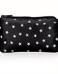 Mini Zipper Pouch - Shimmer Black with Myriad White Stars