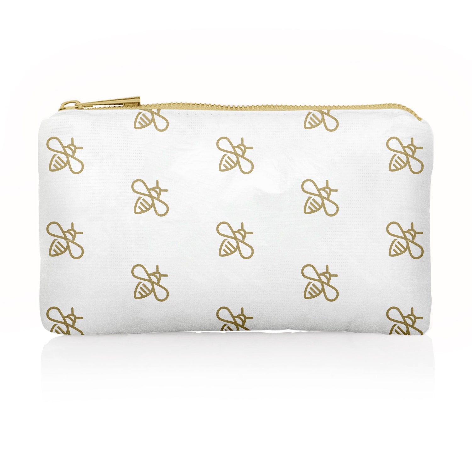 Mini Zipper Pack in Shimmer White with Gold "Busy Bees"