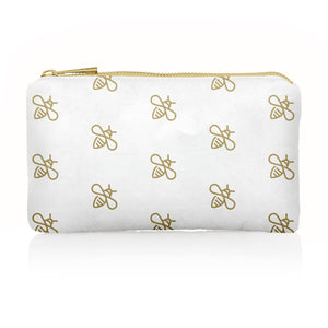 Mini Zipper Pack in Shimmer White with Gold "Busy Bees"