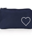 navy blue mini zipper pack with white heart