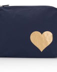 Medium Zipper Pack in Navy with Gold Heart