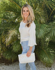 shimmer white puffer clutch purse