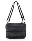 shimmer black puffer crossbody bag