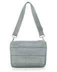 puffer crossbody bag in shimmer gray