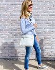 crossbody bag in shimmer white