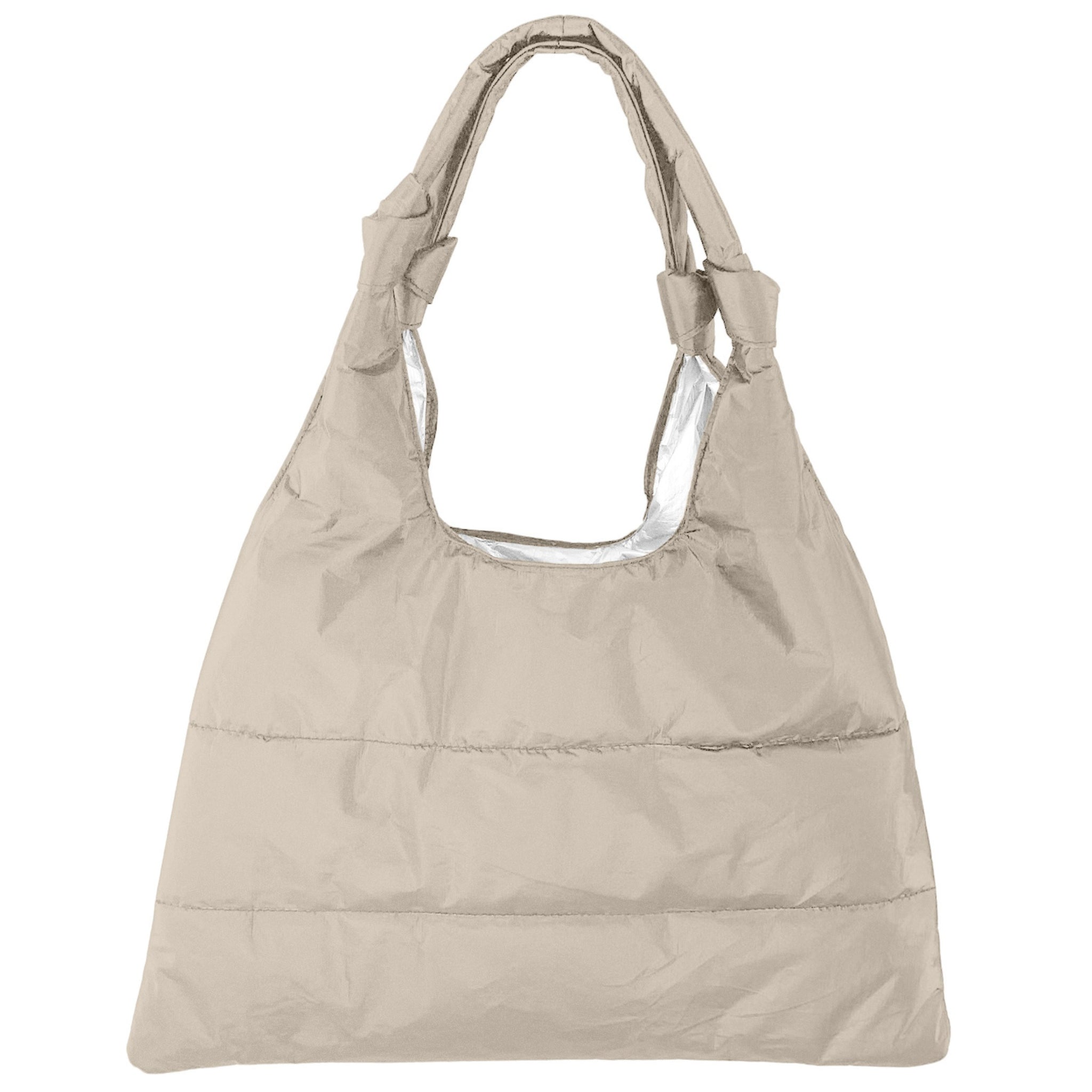 Love Me "Knot" Puffer Purse Tote in Shimmer Beige