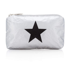 Limited Edition Style! Mini Unpadded Zipper Pack in Silver with Black Star