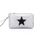 Zip-Wristlet in Silver with Black Star