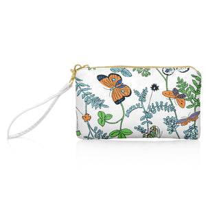 Zip Wristlet - Butterfly in the Wild on Shimmer White