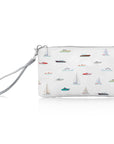 sailboat and motorboat patter on zip wristlet