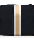 Convertible Crossbody Bag - Black with Gold and Silver Stripes