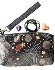cosmic zipper pack with wrist strap
