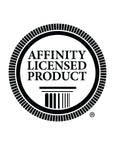 A black circular 'Affinity Licensed Product' badge with a classical column graphic and registered trademark symbol, centered on a white background.