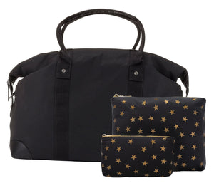 Black Weekender with Set of Two Organizational Pouches