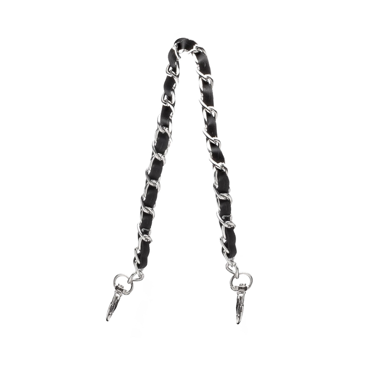 Wristlet Strap - Silver Metal Chain with Black