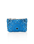 Small zipper pouch blue Heart Bandana Print on white background
