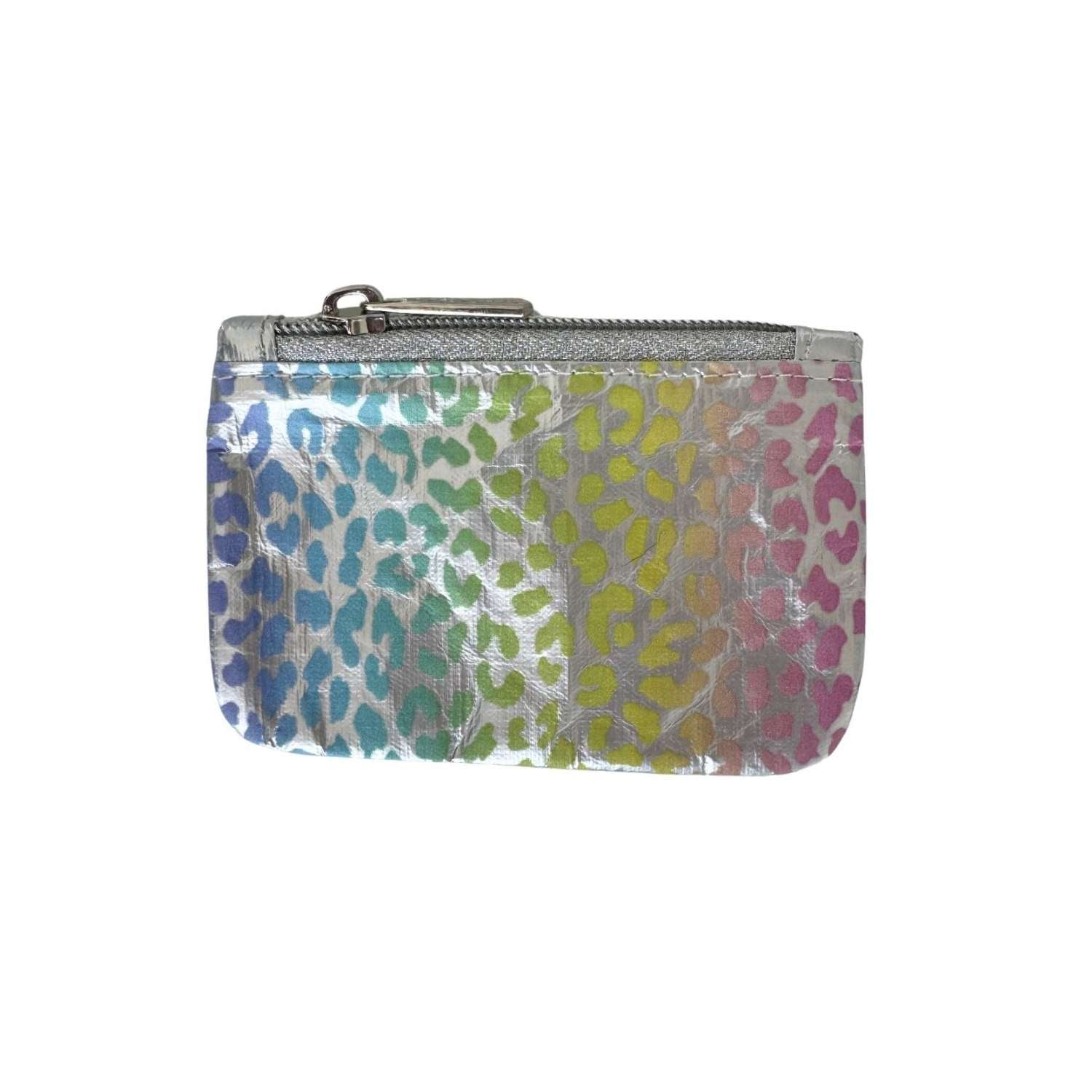 Mini Zipper Pouch Pastel Ombre Leopard print on white background