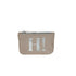 Tiny Zipper Pouch Shimmer Beige with Hi Printing on White Background
