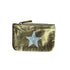 Zipper Card Pouch Gold with Silver Star on white background
