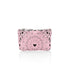 Pink pouch with black heart bandana design on a white background