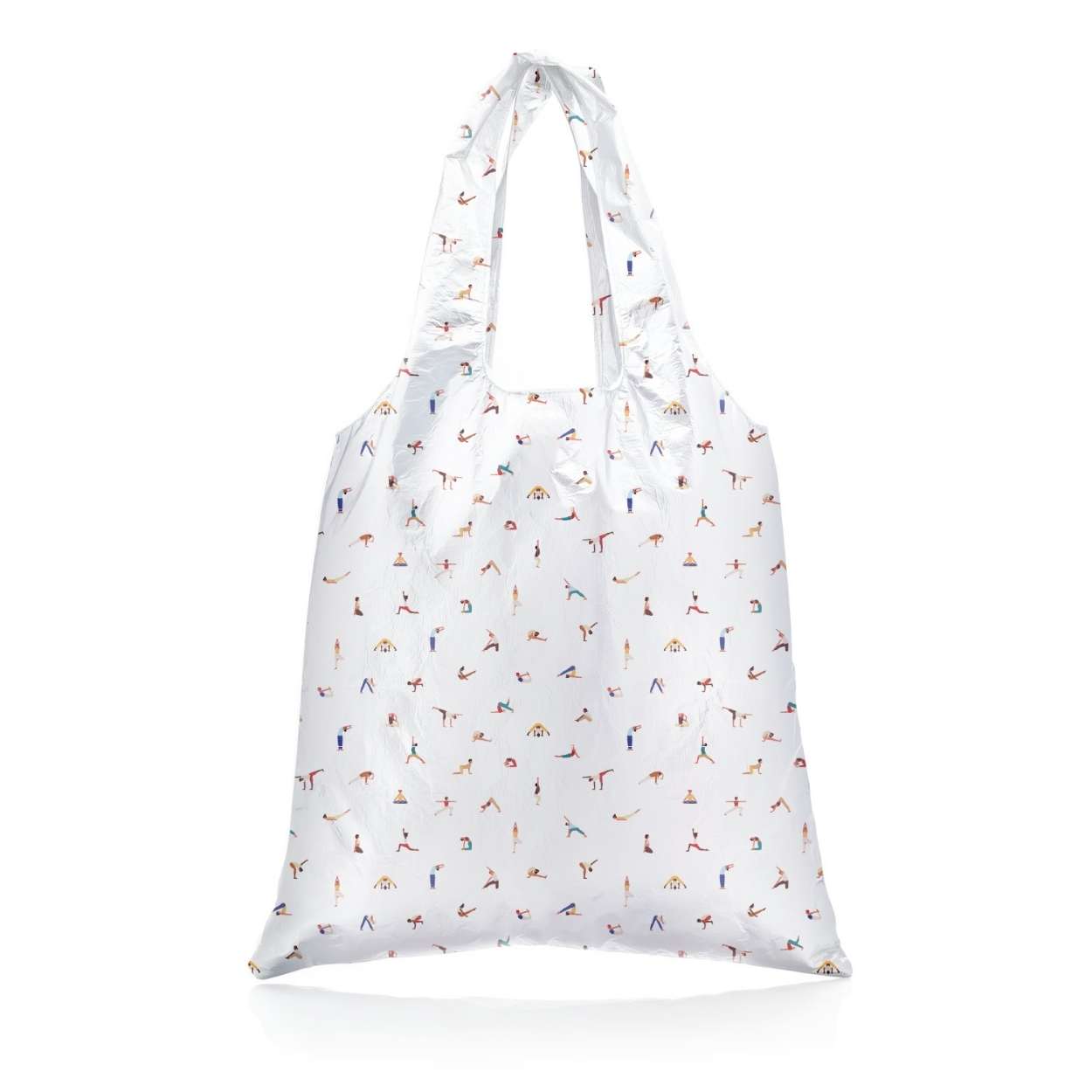 Carryall tote bag in namaste yoga pattern on white background