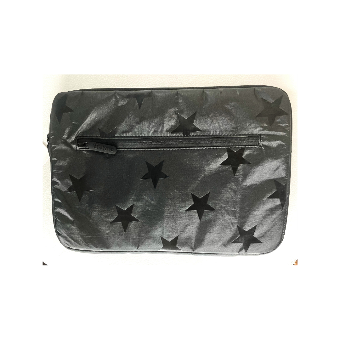 Compact Laptop & Tablet Padded Pack in Shimmer Black tonal stars
