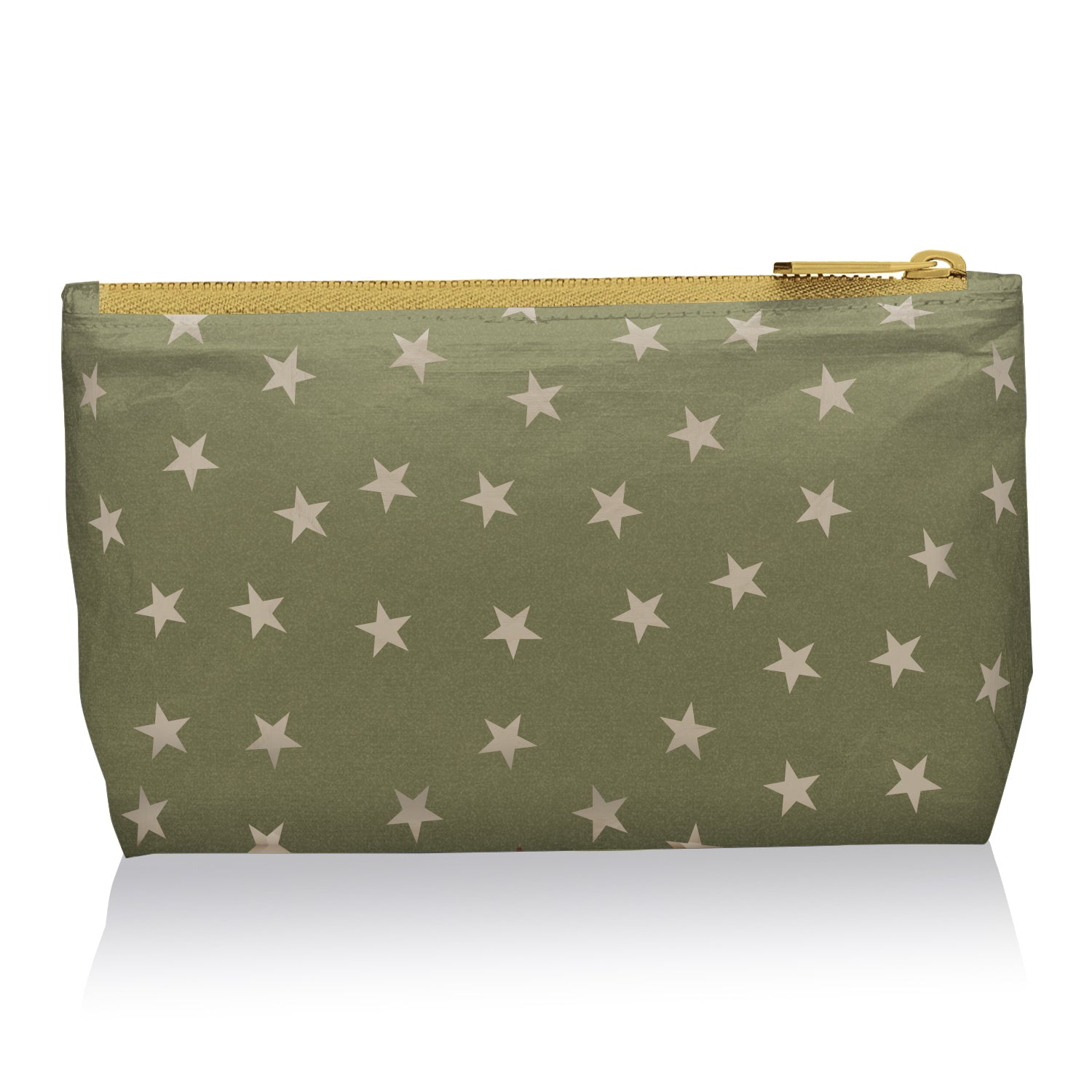 Toiletry Bag Olive Green with little golden stars