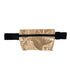 Gold waist bag with black belt on a white background