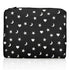 Black pouch with white star, moon, and heart pattern on a white background