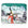 Zipper Pouch in Green with Woman Carrying Skis in Orange ski Suit 
