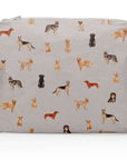 Medium Zipper Pouch Earth Gray in Myriad of Dogs print on white