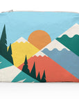Medium Zipper Pouch Blue Green Yellow Orange Mountain Sunset 