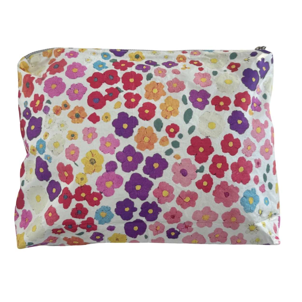 Floral patterned pouch on a white background