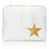 Medium Zipper Pouch Shimmer White Gold Star Gold Zipper on white