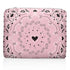 Pink pouch with black heart and bandana pattern on a white background