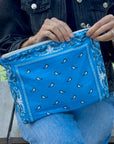 Zipper Pouch Blue Bandana Print