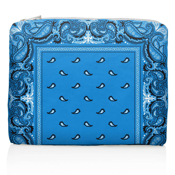 Medium Zipper Pouch - Packing Cube - Blue Bandana Pattern – Hi Love