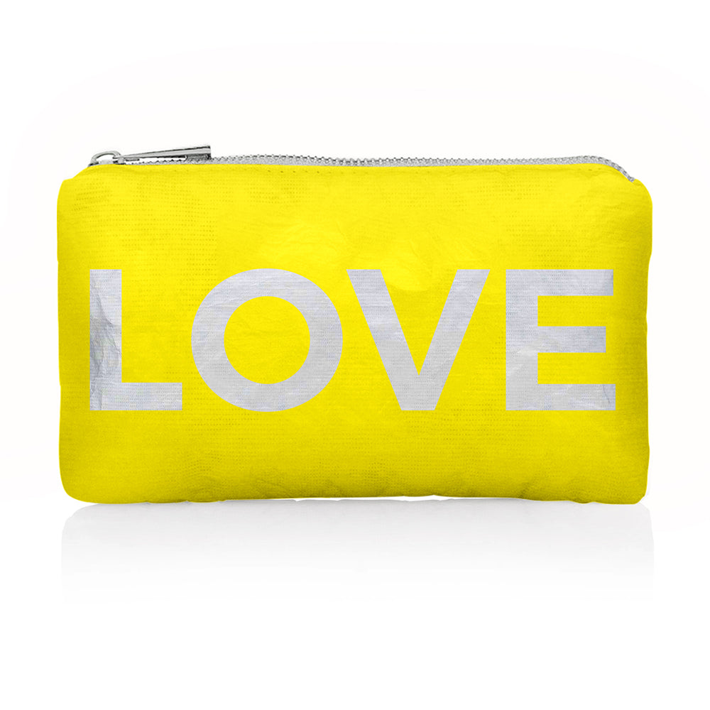 Mini Zipper Pack in Lemon Yellow with Silver LOVE