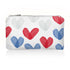 Mini Zipper Pouch Language of Love Red White Blue Heart print on White Background
