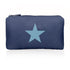 Mini Zipper Pouch Navy Light Blue Star on White