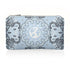 Light blue pouch with black bandana pattern on a white background