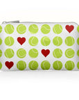Mini zipper pouch in tennis LOVE pattern on white background