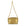 Gold handbag with chain strap on a white background