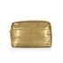 Gold metallic clutch on a white background
