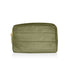Clutch Bag in Army Green with Gold Zipper on white background