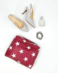Medium Pouch in Burgundy with silver stars